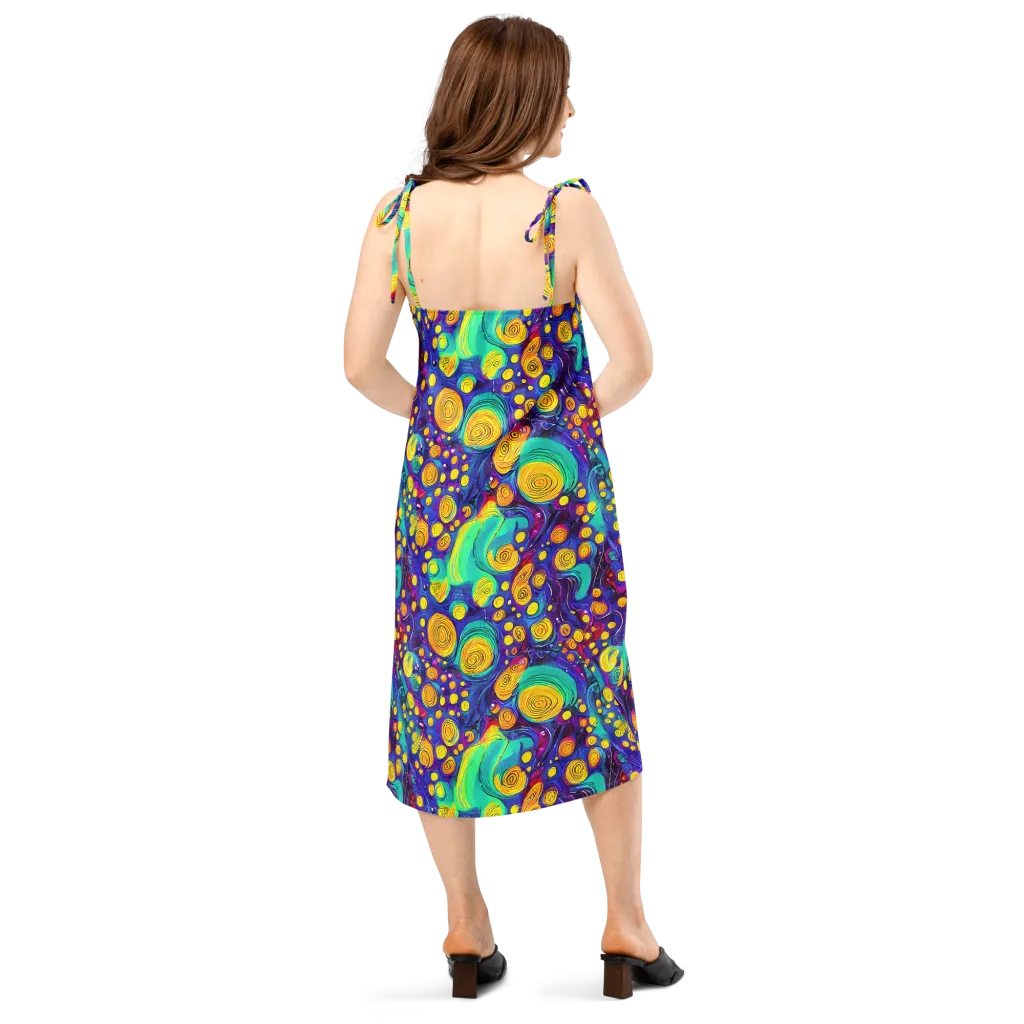 Electric Spiral Garden on Slip Dress — Back