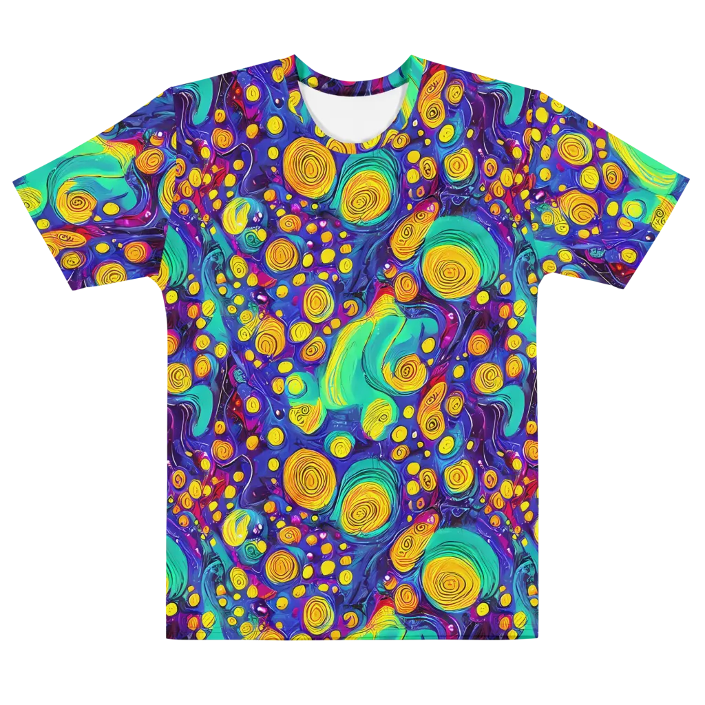 Electric Spiral Garden on Men's Cotton Crew Neck T-Shirt — Front