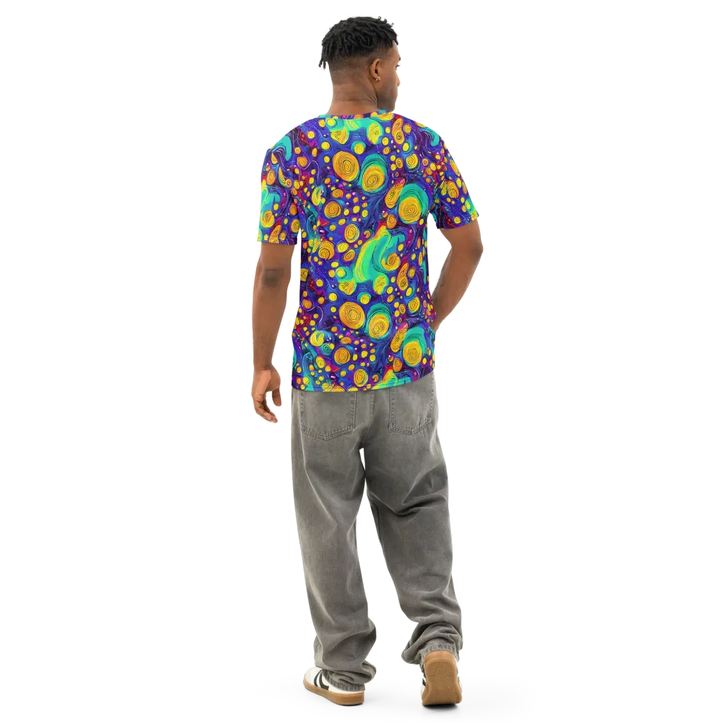 Electric Spiral Garden on Men's Cotton Crew Neck T-Shirt — Back