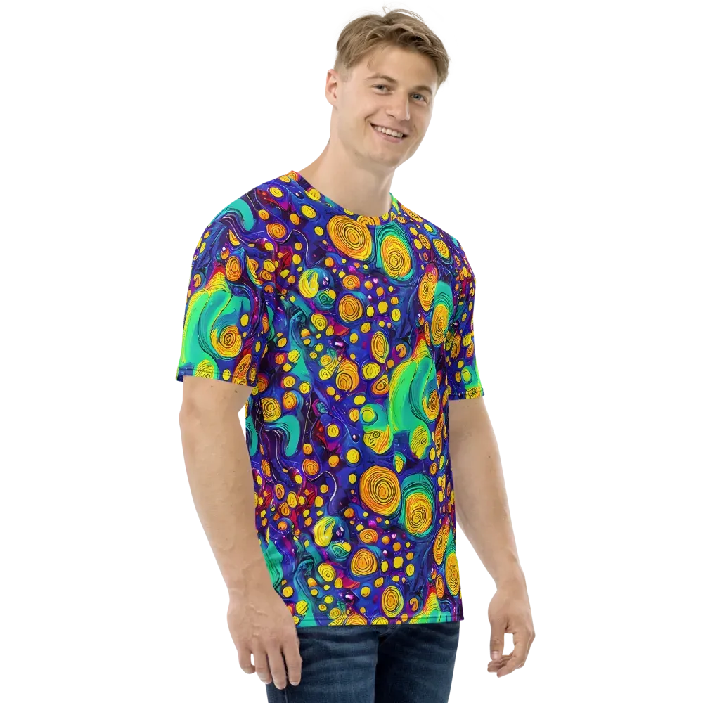 Electric Spiral Garden on Men's Crew Neck T-Shirt — Right