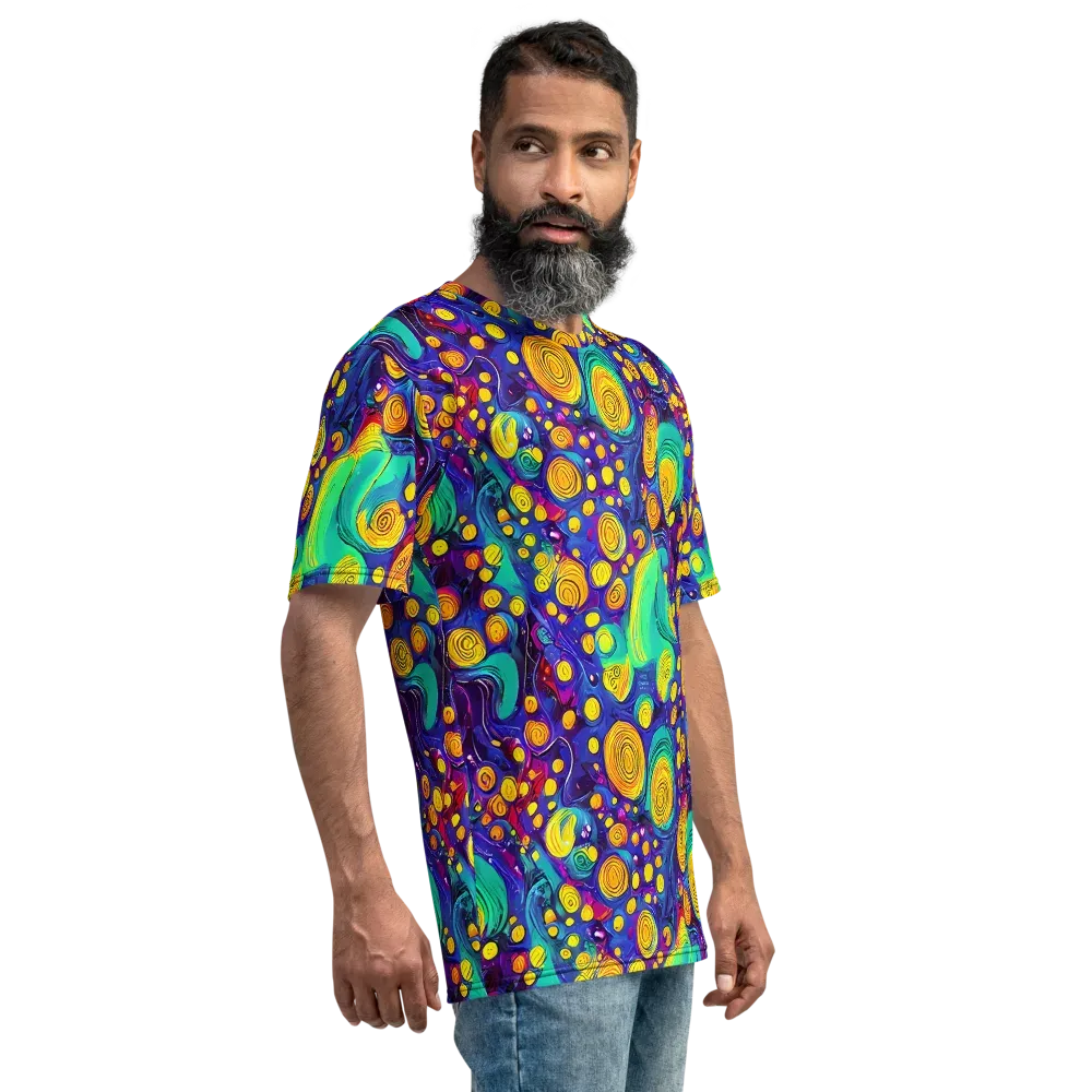 Electric Spiral Garden on Men's Crew Neck T-Shirt — Right