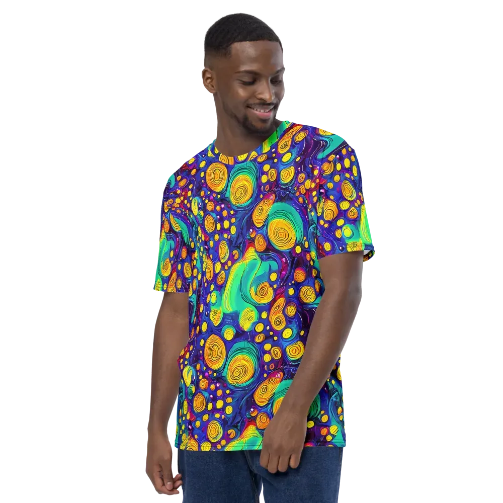 Electric Spiral Garden on Men's Crew Neck T-Shirt — Left