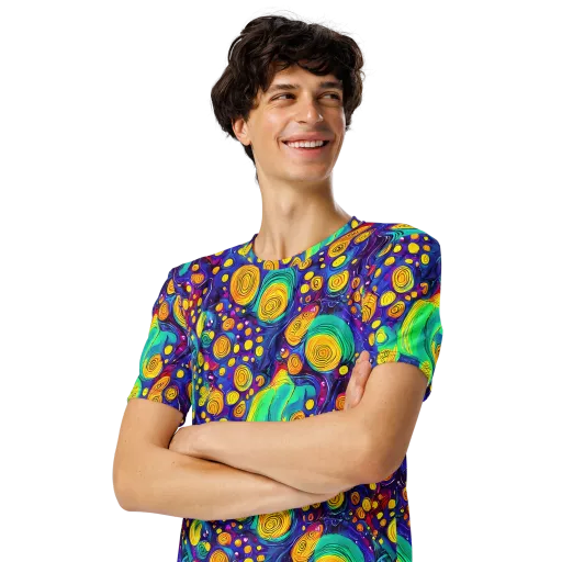 Electric Spiral Garden on a Men's Crew Neck T-Shirt