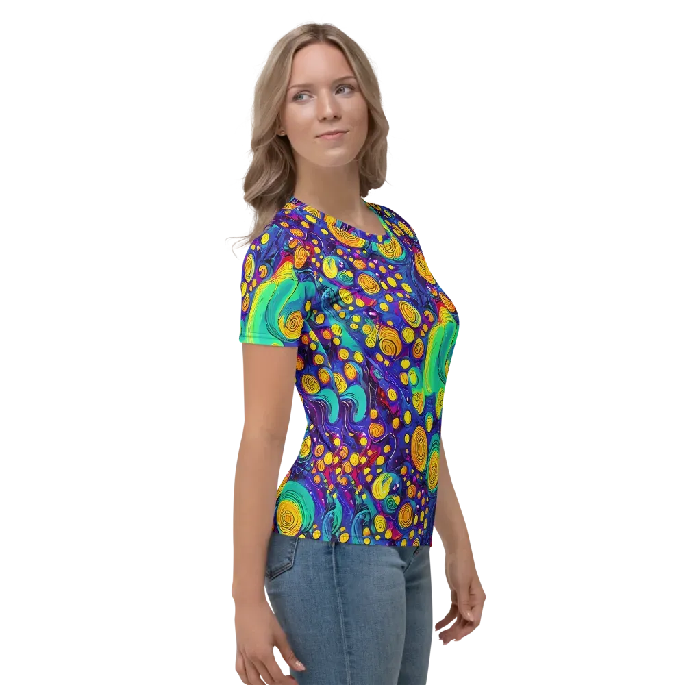 Electric Spiral Garden on Women's Crew Neck T-Shirt — Right