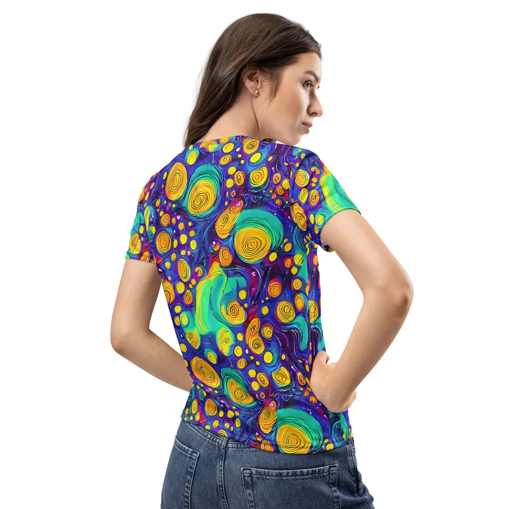 Electric Spiral Garden on Women's Crew Neck T-Shirt — Back