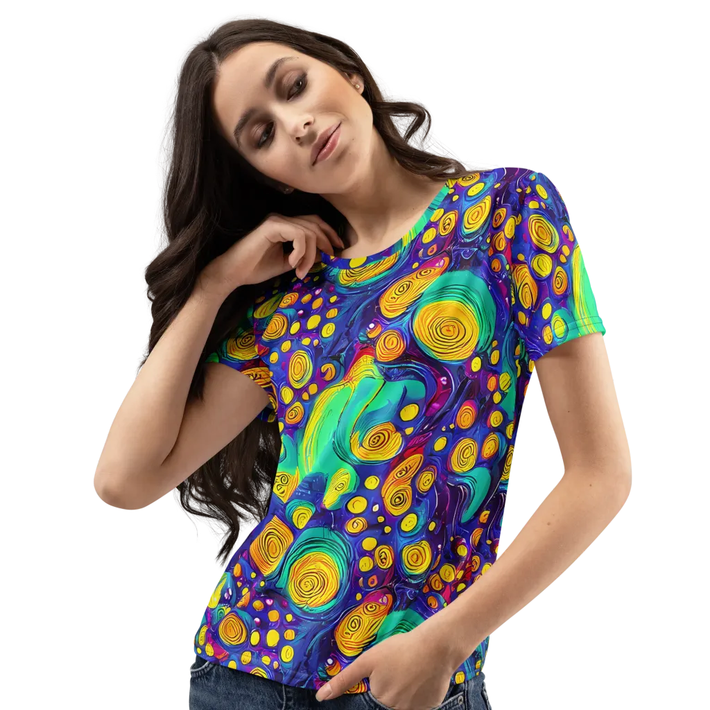 Electric Spiral Garden on Women's Crew Neck T-Shirt — Left Front