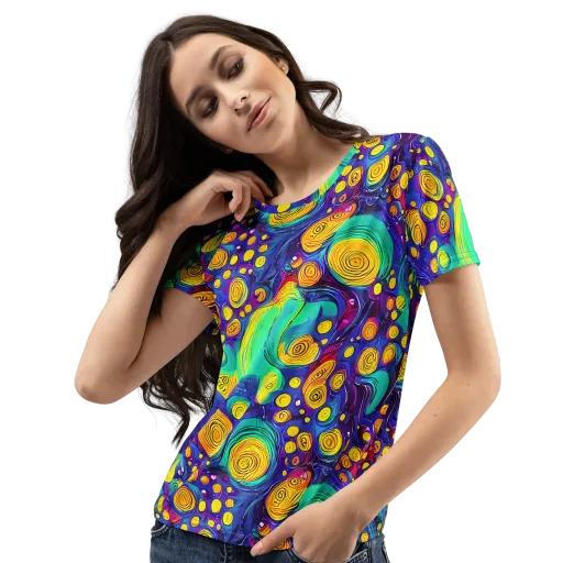 Electric Spiral Garden on a Women's Crew Neck T-Shirt