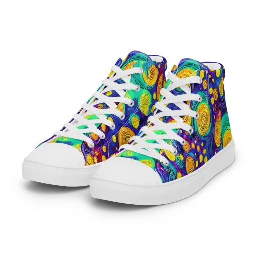 Electric Spiral Garden on a Women's High Top Canvas Shoes