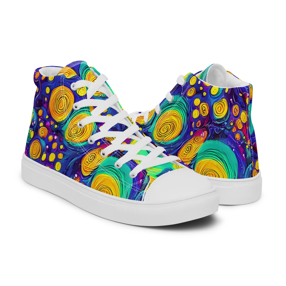Electric Spiral Garden on Women's High Top Canvas Shoes — Right