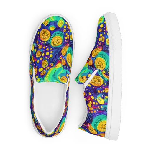 Electric Spiral Garden on a Men's Slip-On Canvas Shoes