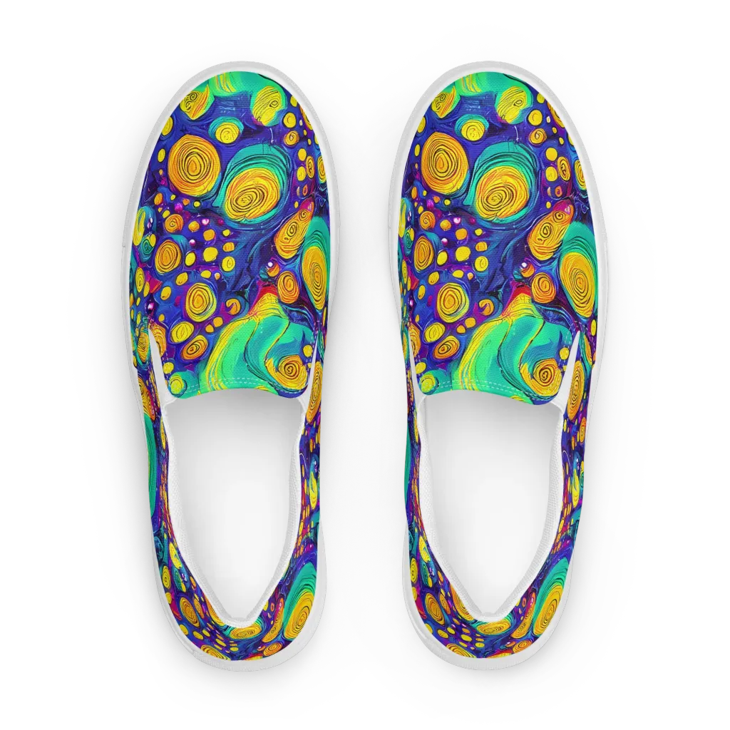 Electric Spiral Garden on Women's Slip-On Canvas Shoes — Front