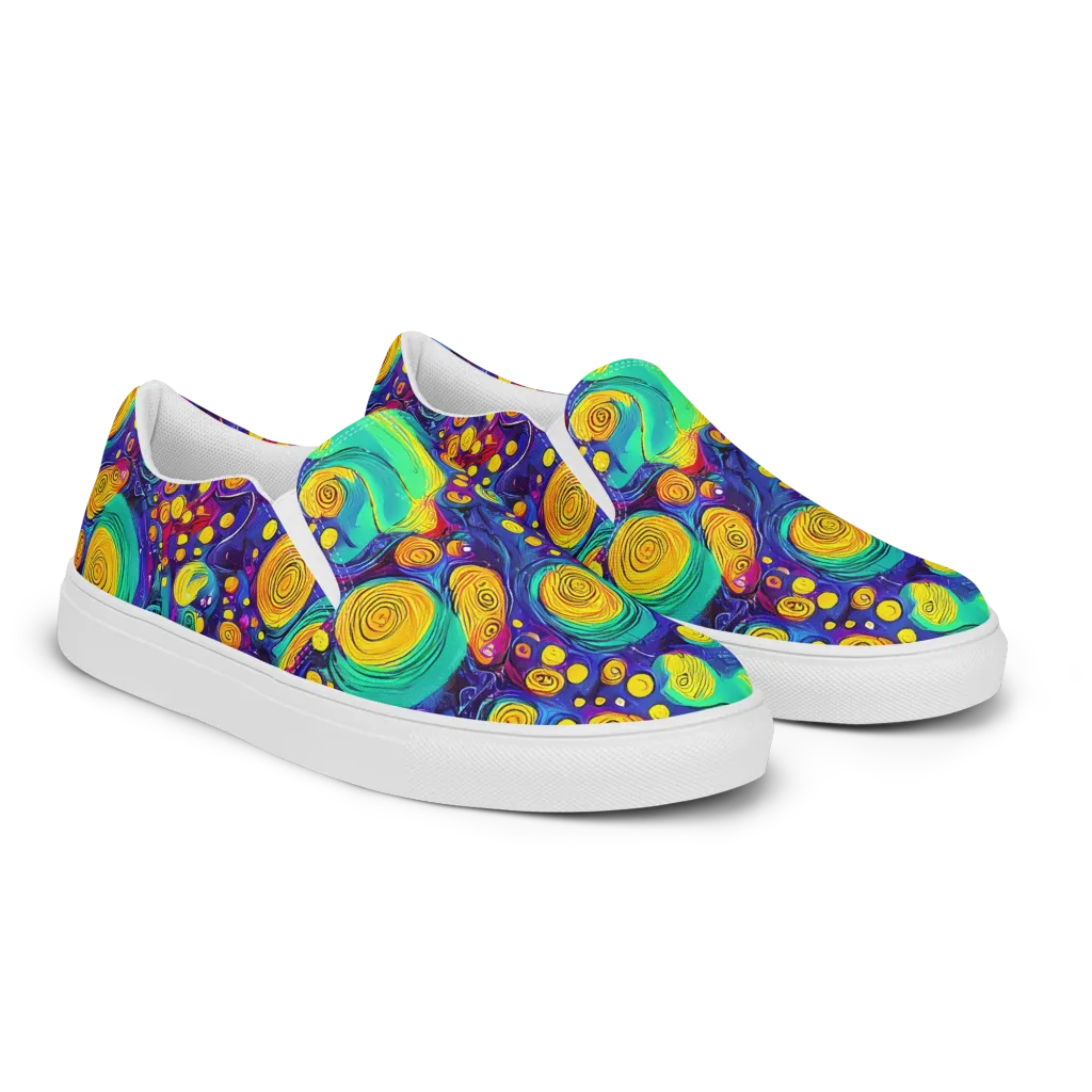 Electric Spiral Garden on Women's Slip-On Canvas Shoes — Right Front