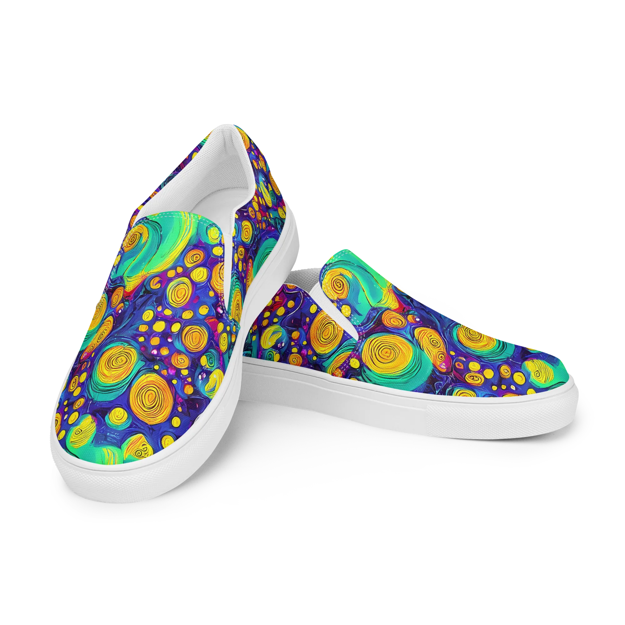 Electric Spiral Garden on Women's Slip-On Canvas Shoes — Left Front