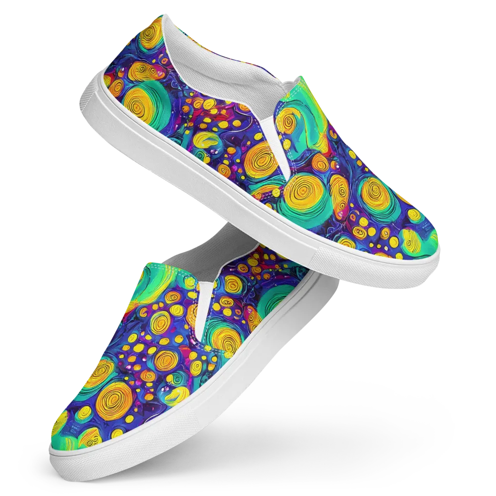 Electric Spiral Garden on Women's Slip-On Canvas Shoes — Front