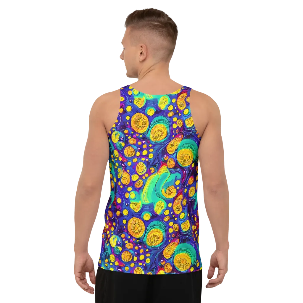 Electric Spiral Garden on Men's Tank Top — Back