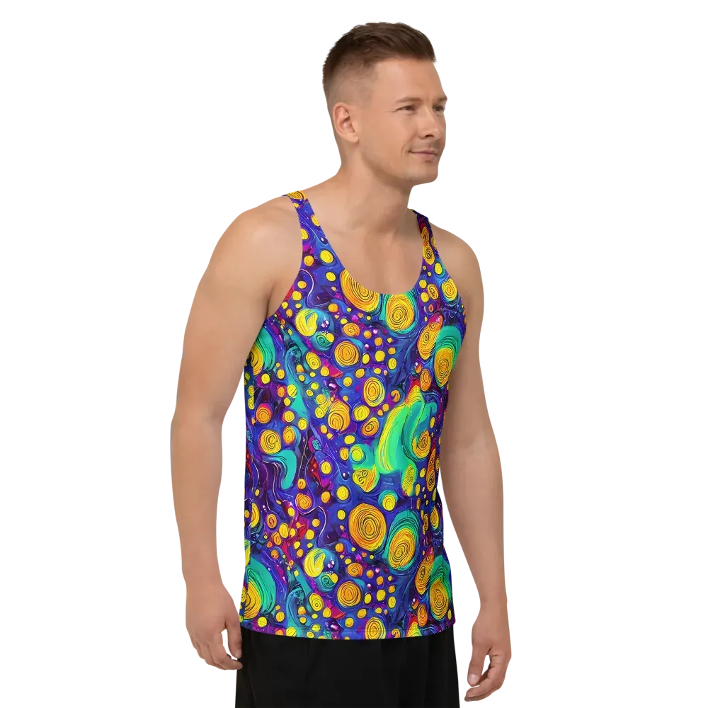 Electric Spiral Garden on Men's Tank Top — Right Front