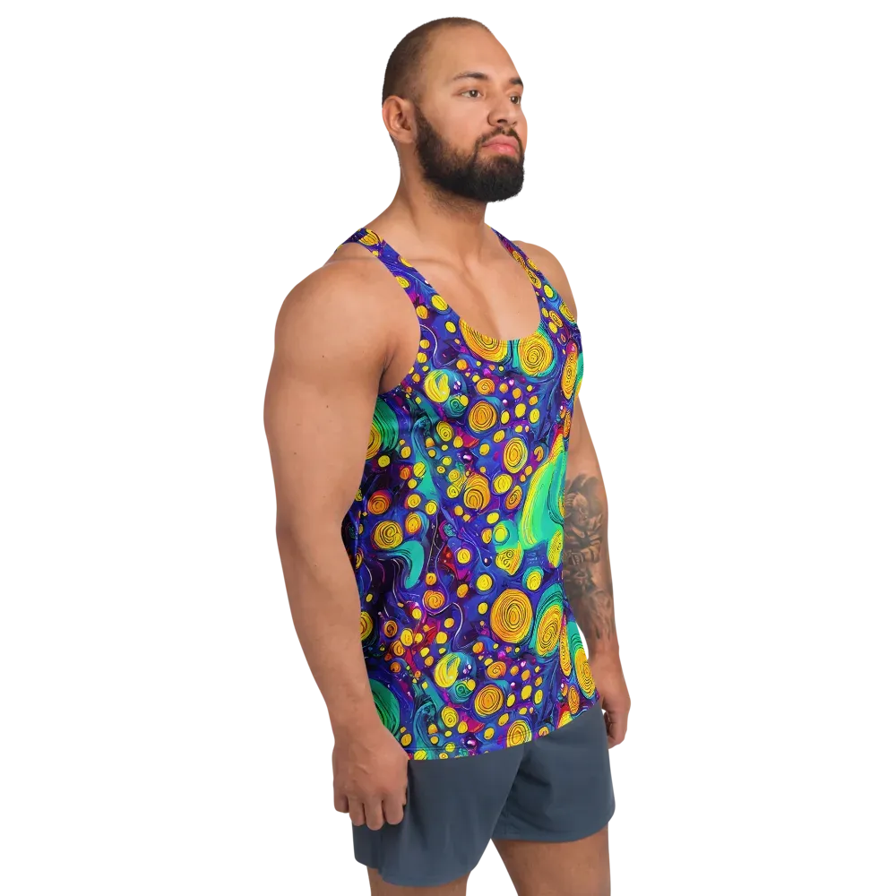 Electric Spiral Garden on Men's Tank Top — Right Front