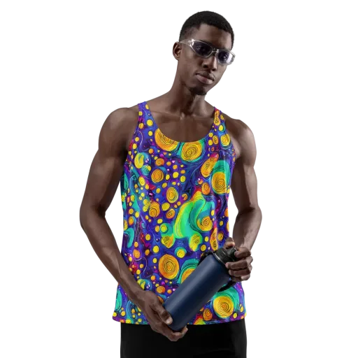 Electric Spiral Garden on a Men's Tank Top