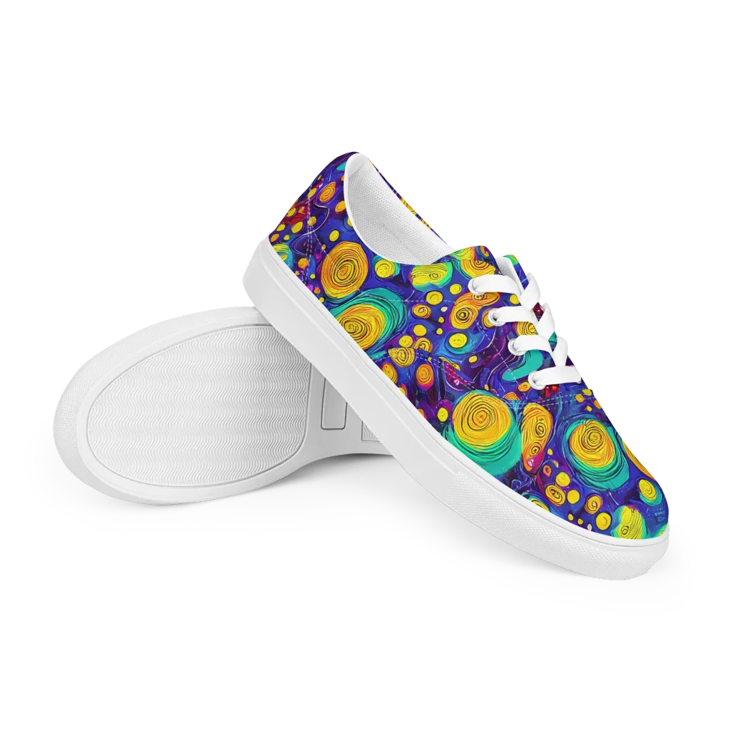 Electric Spiral Garden on Men's Lace-Up Canvas Shoes — Right Front