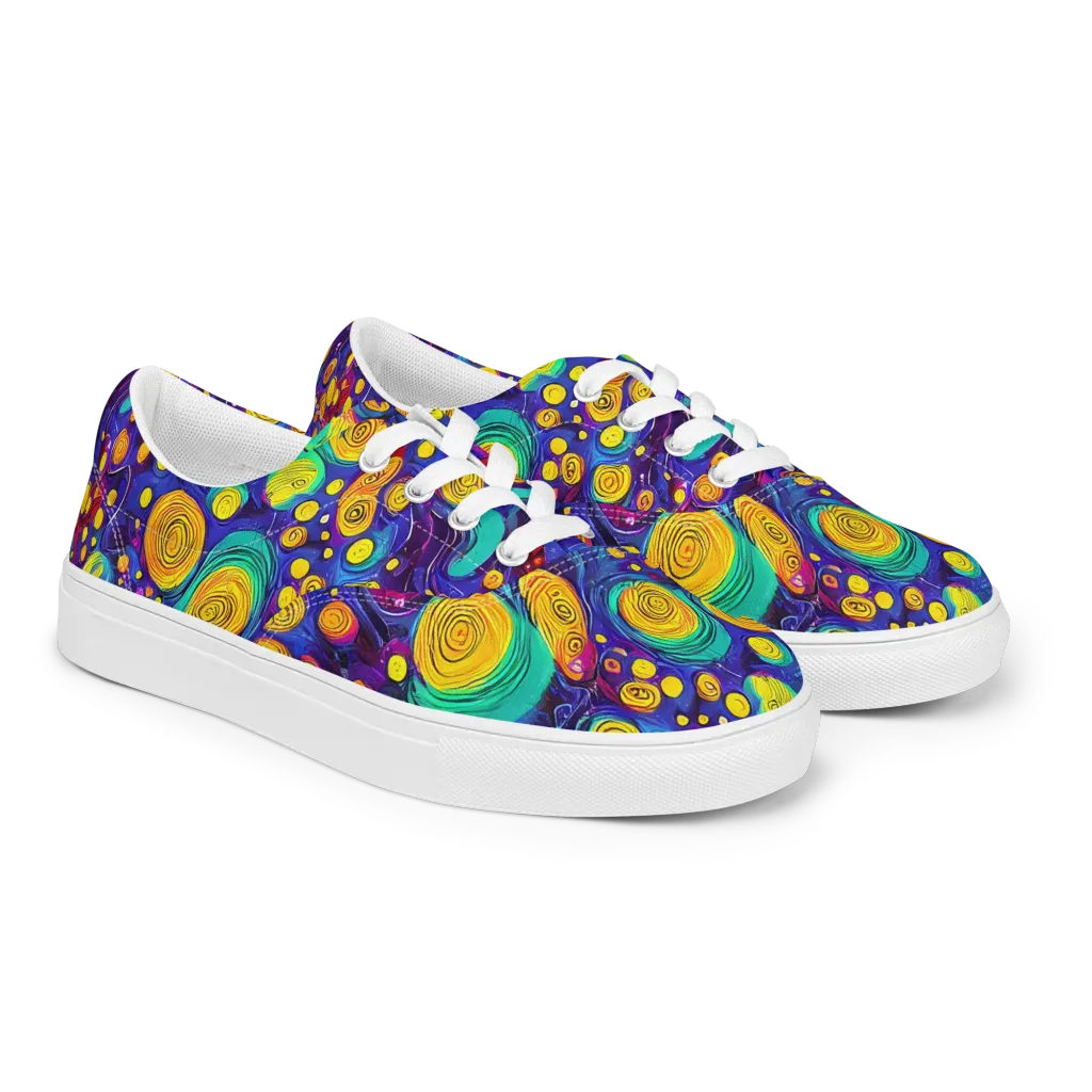 Electric Spiral Garden on Men's Lace-Up Canvas Shoes — Right Front