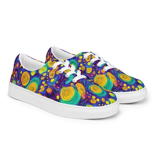 Electric Spiral Garden on a Men's Lace-Up Canvas Shoes