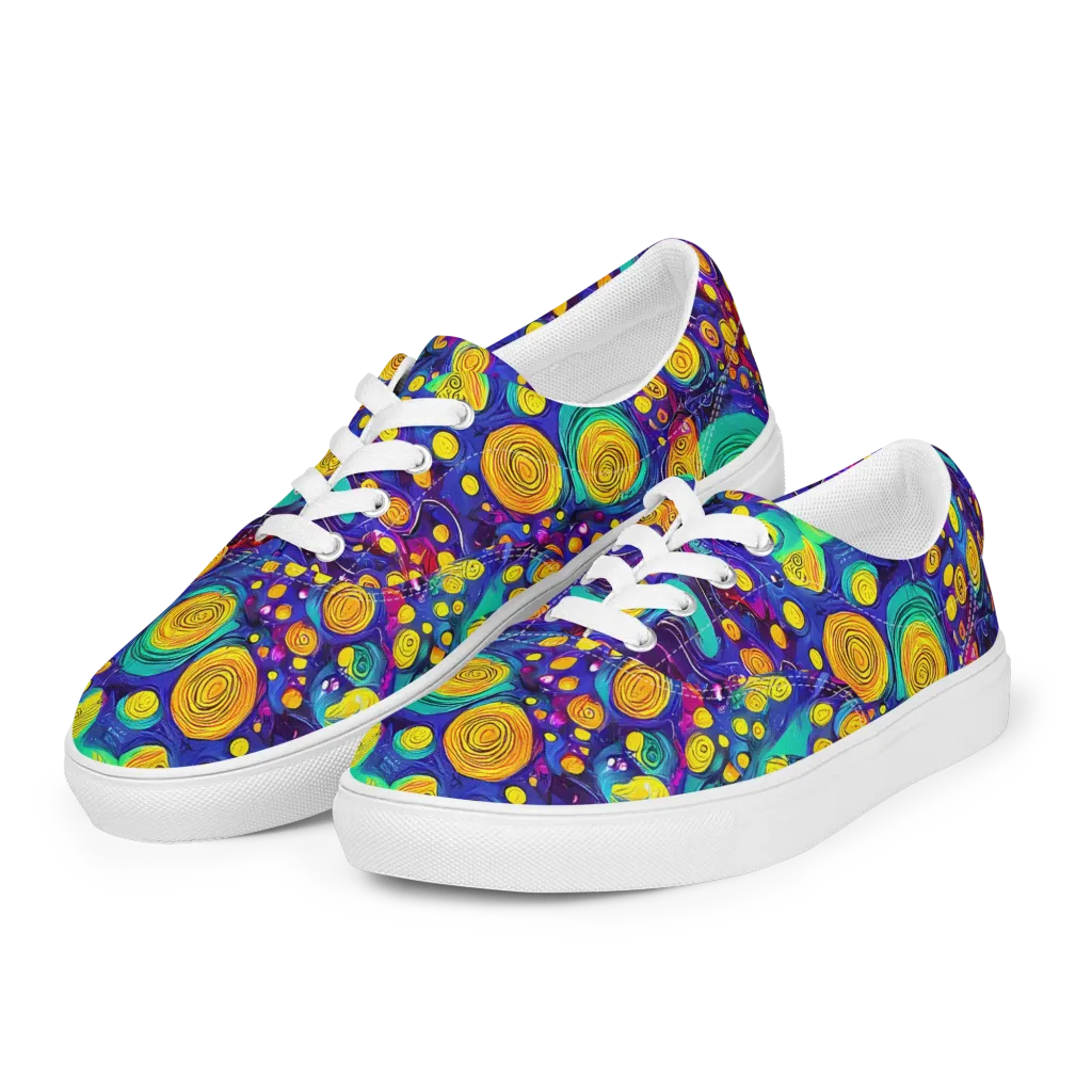 Electric Spiral Garden on Men's Lace-Up Canvas Shoes — Left Front