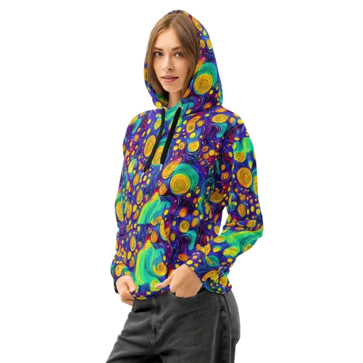 Electric Spiral Garden on a Cotton Hoodie