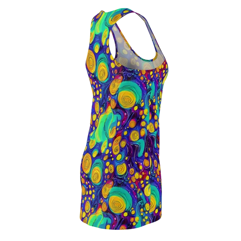 Electric Spiral Garden on Racerback Dress — Back Side