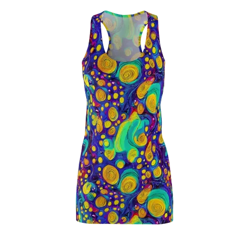Electric Spiral Garden on a Racerback Dress