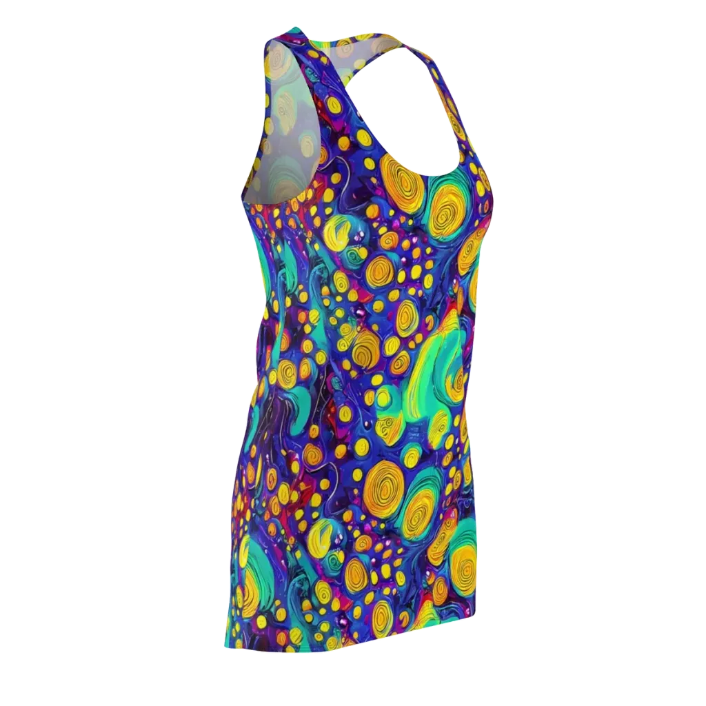 Electric Spiral Garden on Racerback Dress — Front Side