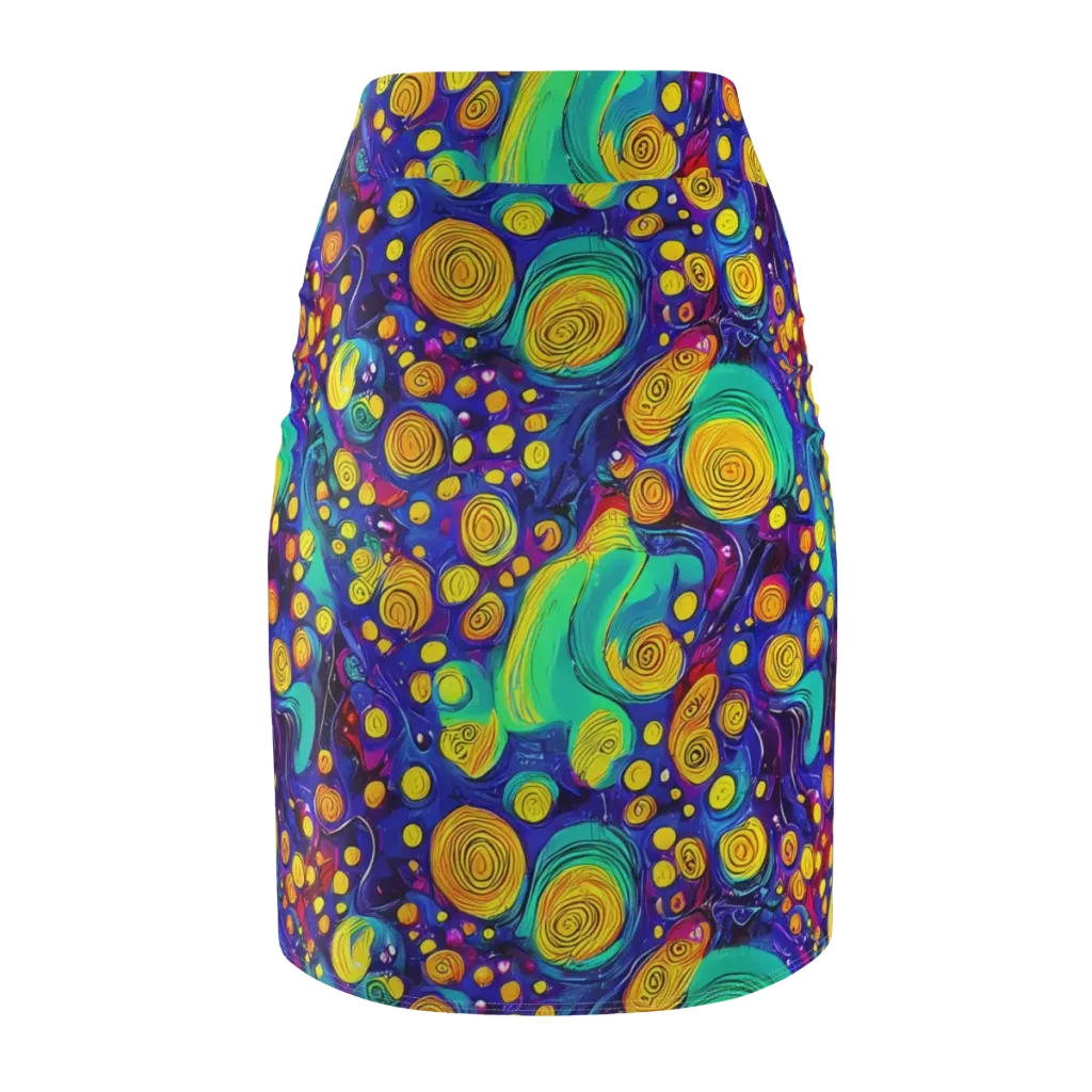 Electric Spiral Garden on Pencil Skirt — Back