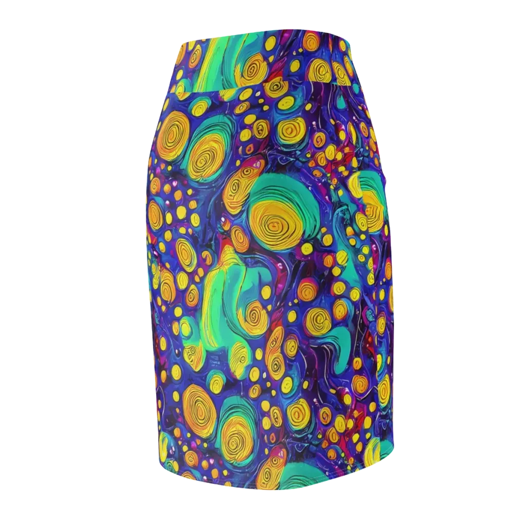 Electric Spiral Garden on Pencil Skirt — Back Side