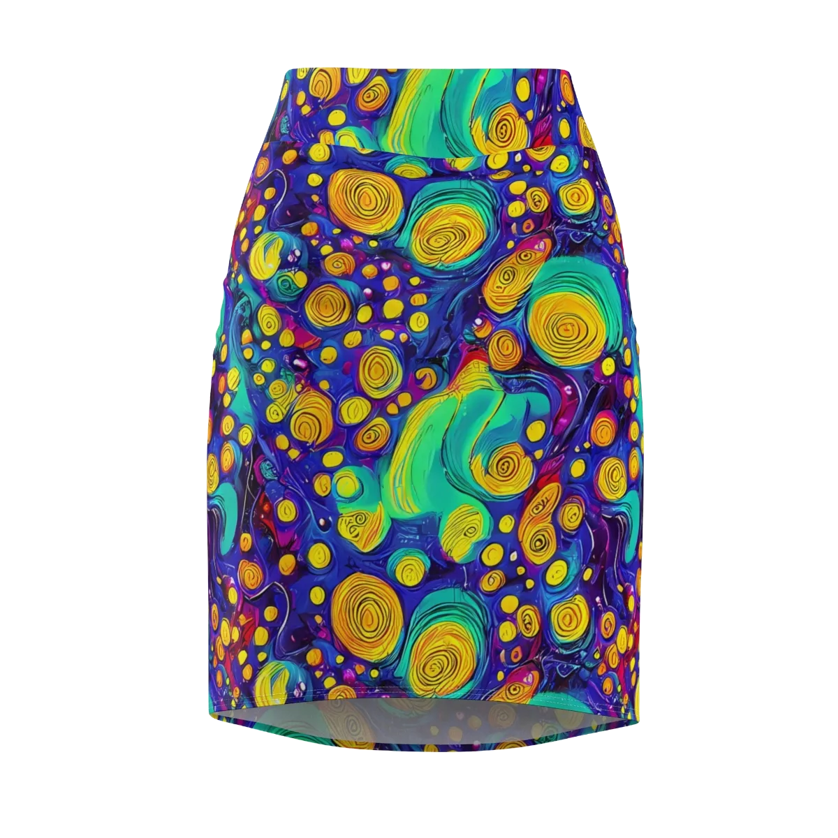 Electric Spiral Garden on Pencil Skirt — Front