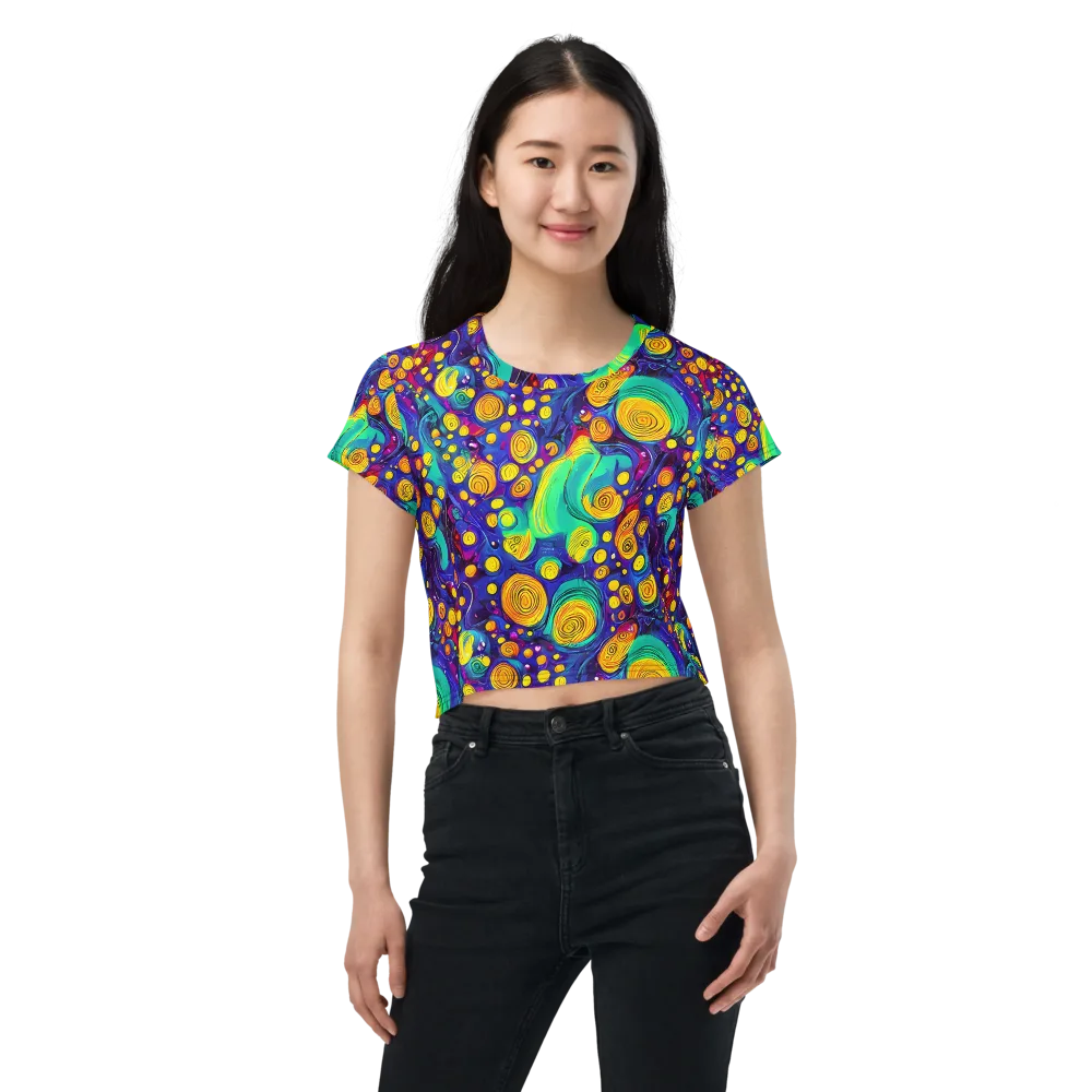 Electric Spiral Garden on Crop Tee — Front