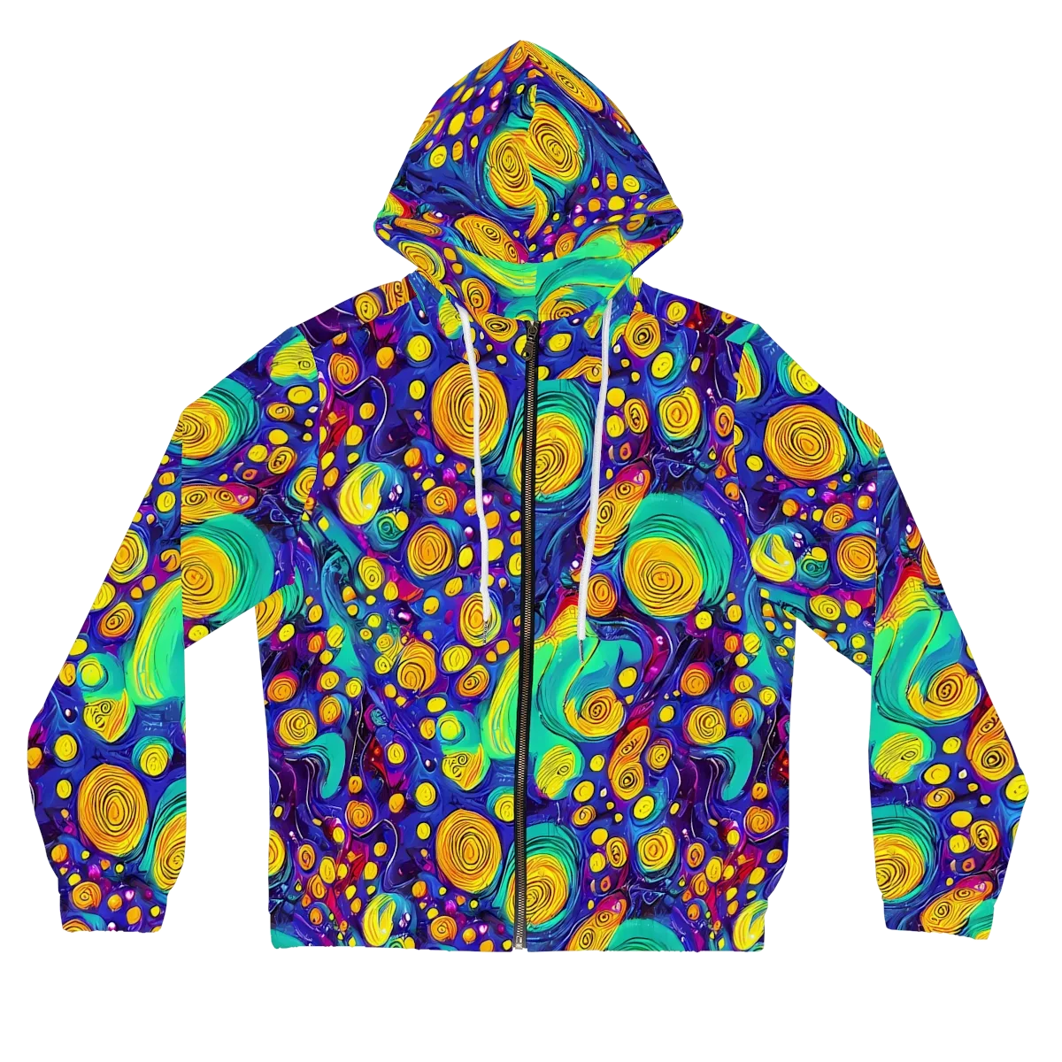 Electric Spiral Garden on Women's Full-Zip Hoodie — Front