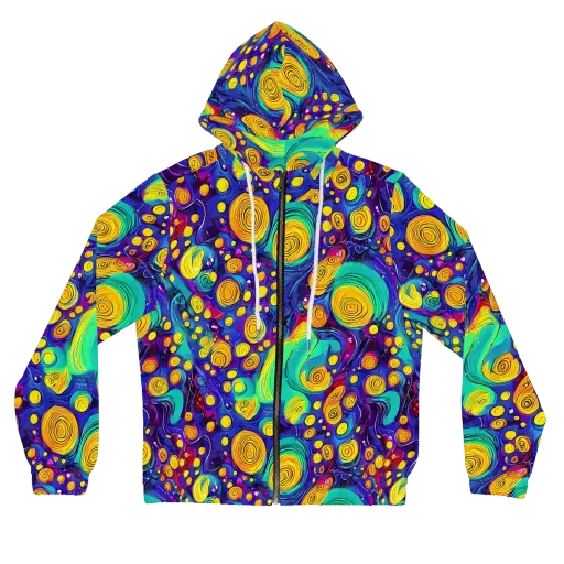 Electric Spiral Garden on a Women's Full-Zip Hoodie