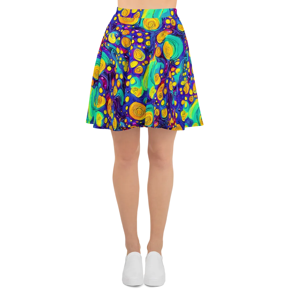 Electric Spiral Garden on Skater Skirt — Front