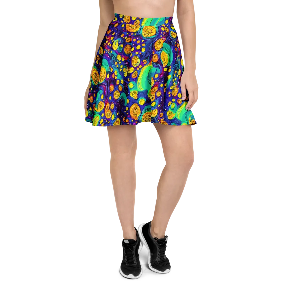 Electric Spiral Garden on Skater Skirt — Front