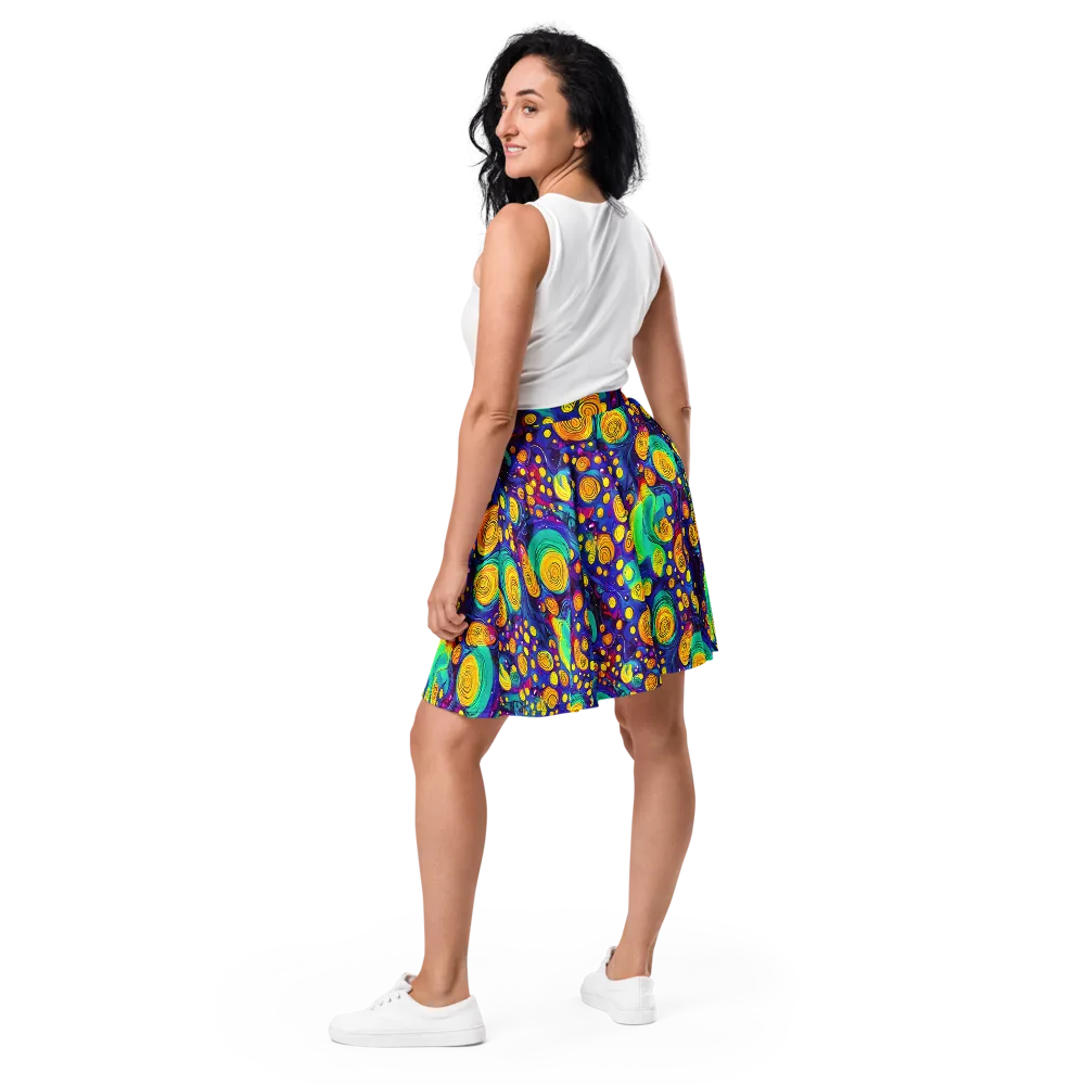 Electric Spiral Garden on Skater Skirt — Back