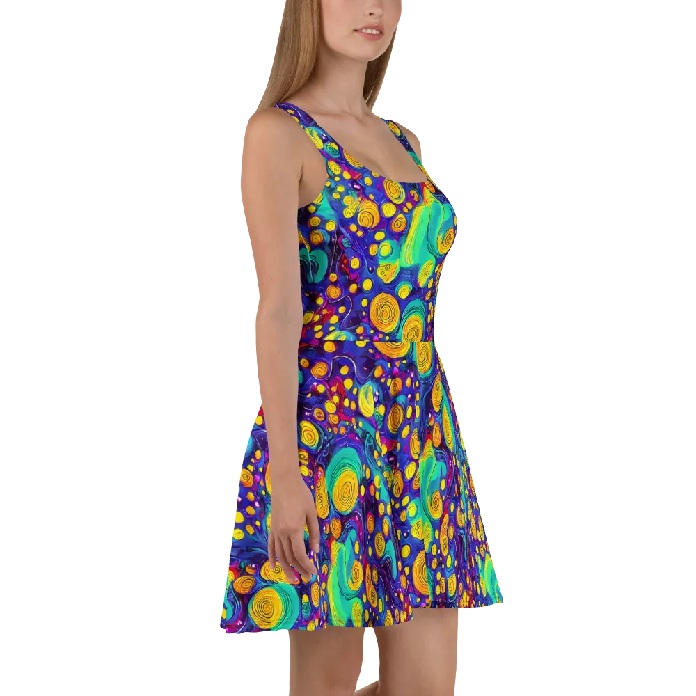 Electric Spiral Garden on Skater Dress — Right