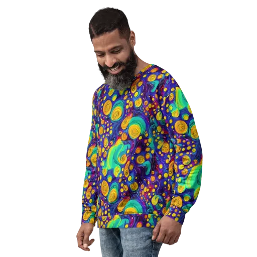 Electric Spiral Garden on a Sweatshirt