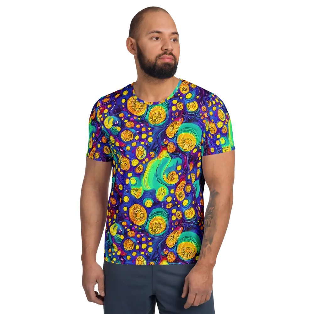 Electric Spiral Garden on Men's Athletic T-Shirt — Front