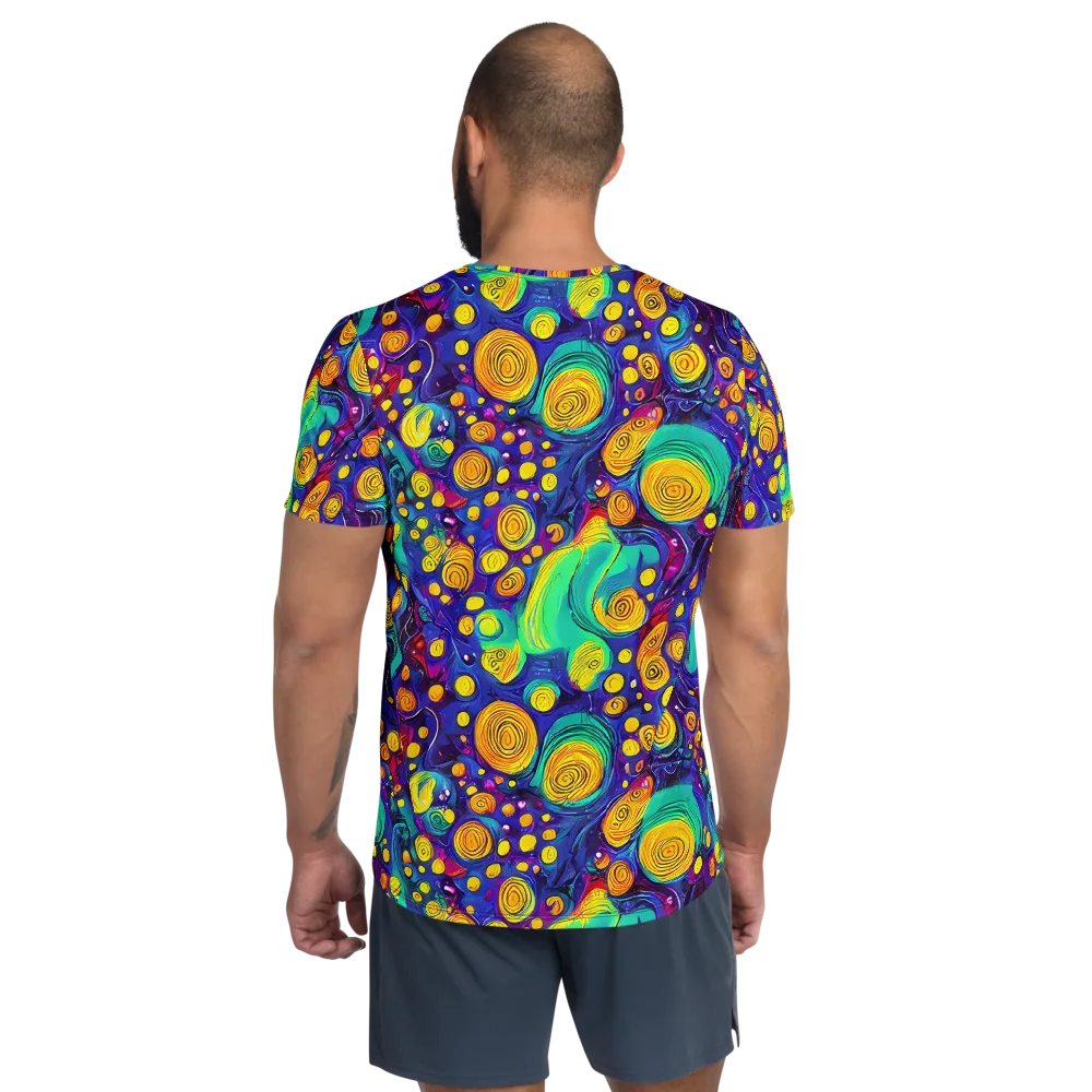 Electric Spiral Garden on Men's Athletic T-Shirt — Back