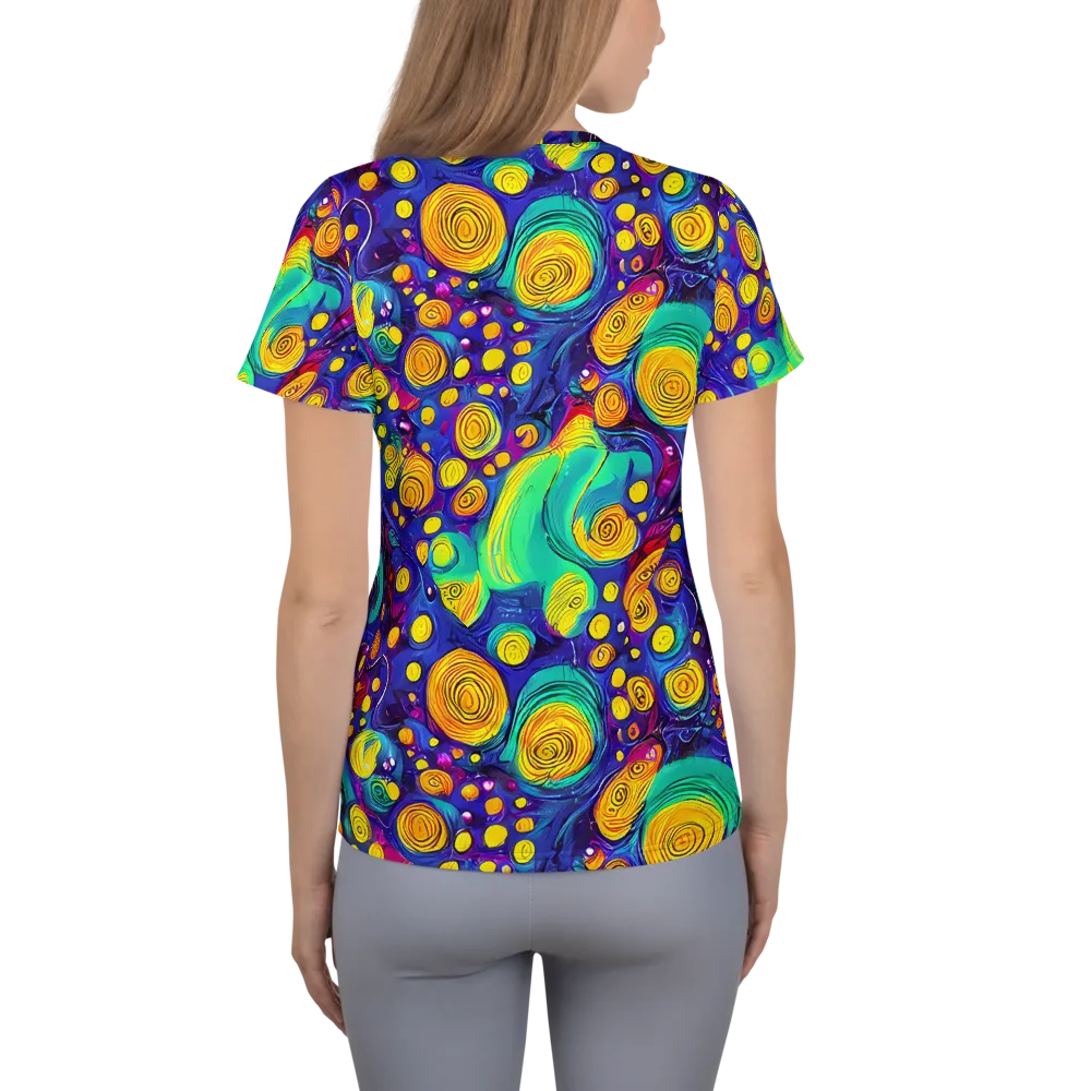 Electric Spiral Garden on Women's Athletic T-Shirt — Back