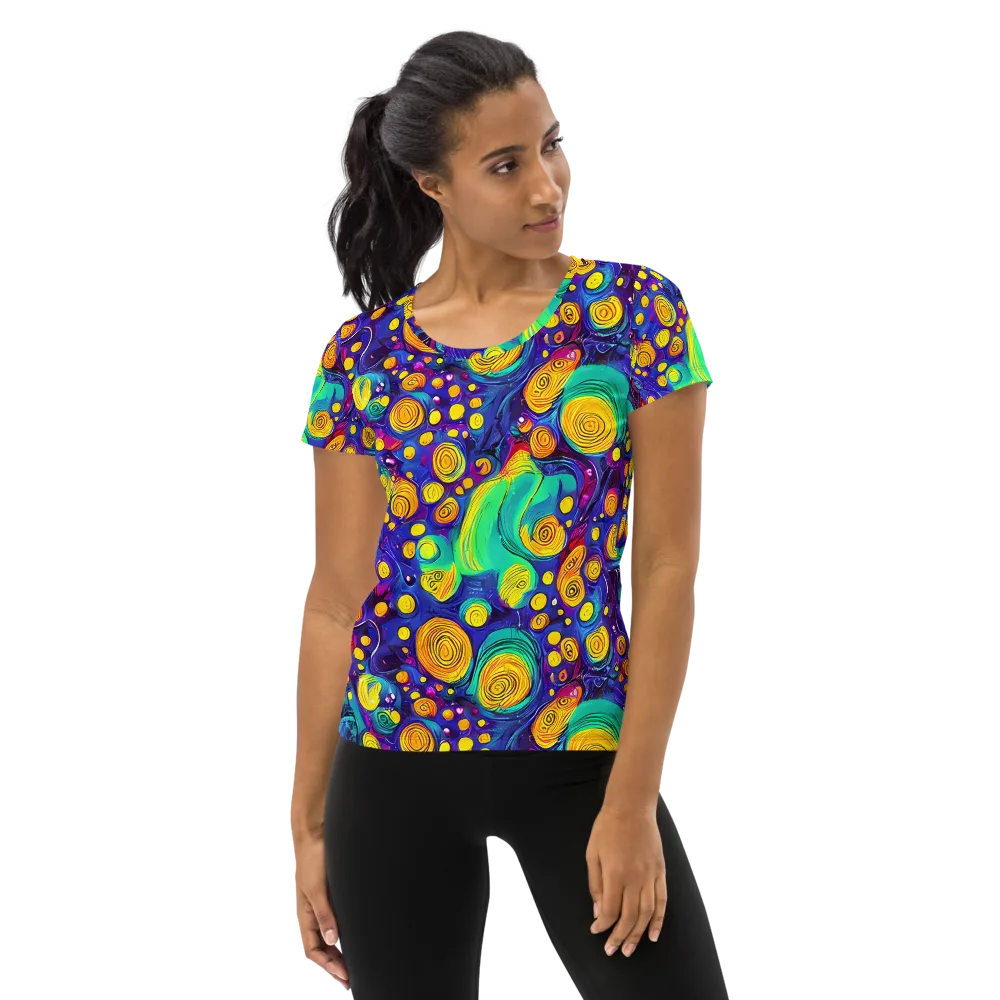 Electric Spiral Garden on Women's Athletic T-Shirt — Front