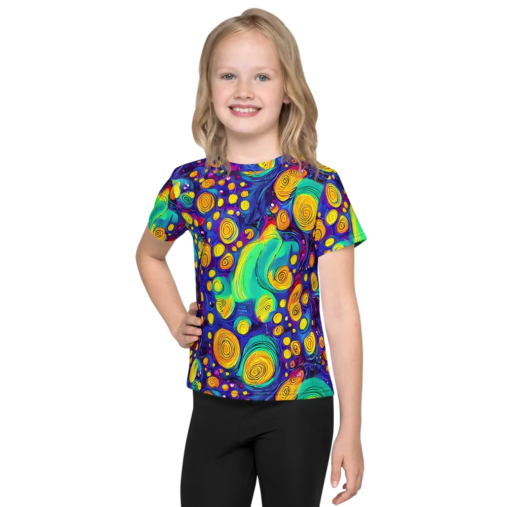 Electric Spiral Garden on Kids Crew Neck T-Shirt — Front