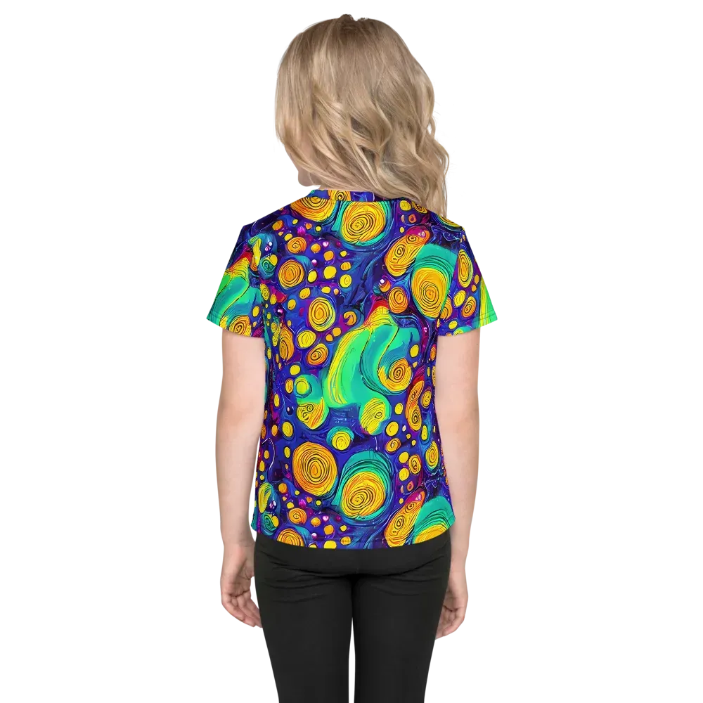 Electric Spiral Garden on Kids Crew Neck T-Shirt — Back