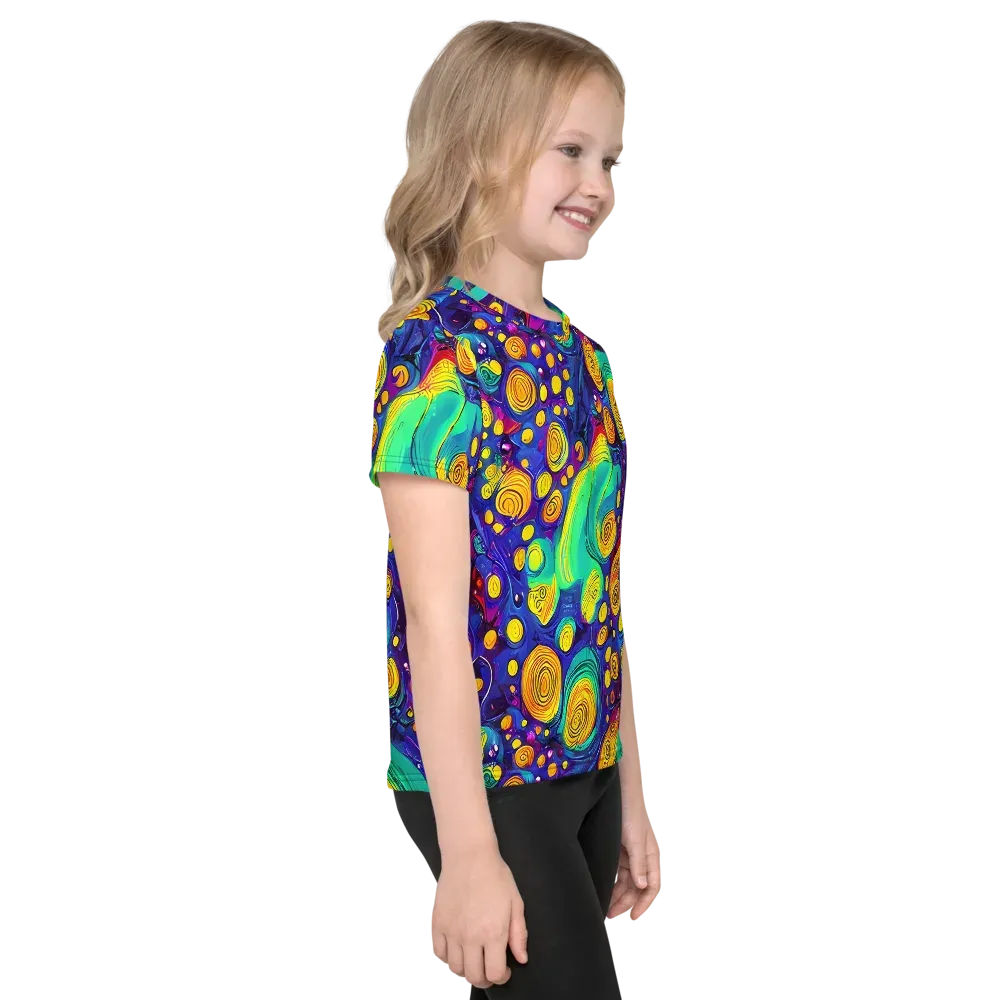 Electric Spiral Garden on Kids Crew Neck T-Shirt — Right