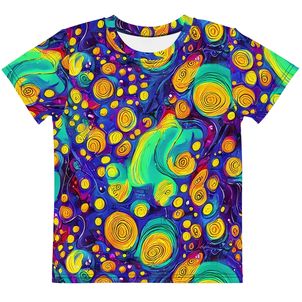 Electric Spiral Garden on Kids Crew Neck T-Shirt — Front