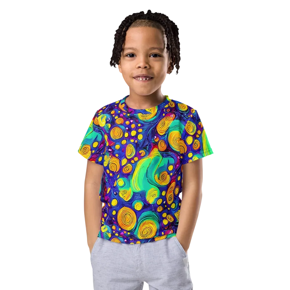 Electric Spiral Garden on Kids Crew Neck T-Shirt — Front